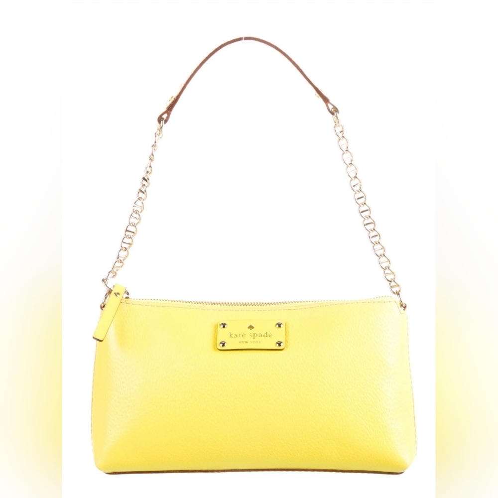 KATE SPADE NEW YORK NEON YELLOW BYRD WELLESLEY SHOULDER BAG